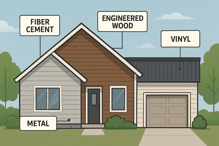 A diagram of different types of siding that are used to build homes.