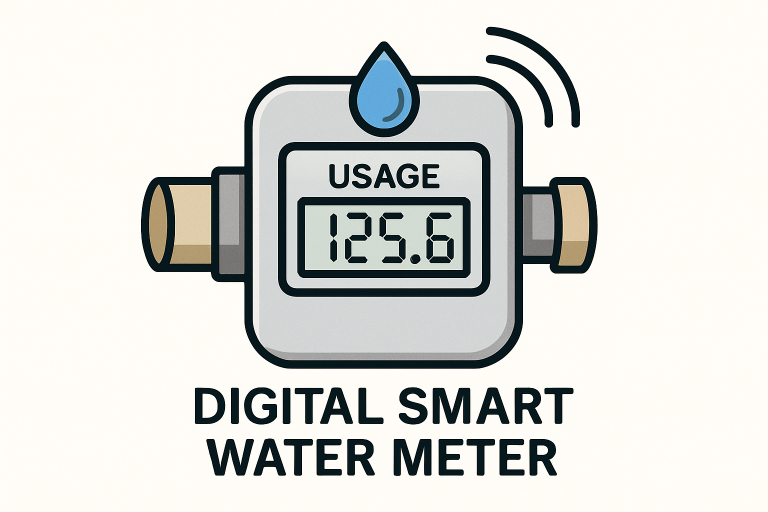 An illustration of a digital smart water meter.