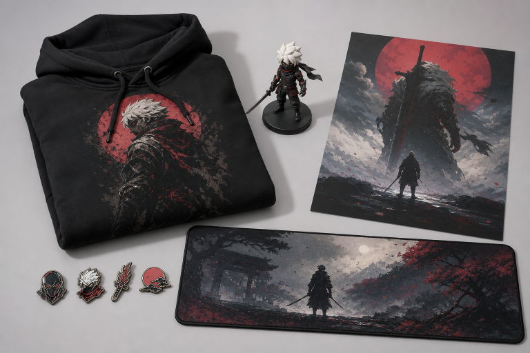 Gaming merchandise on display