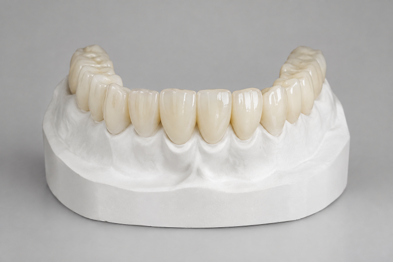 Illustration accompanying information about zirconia fixed dental bridges